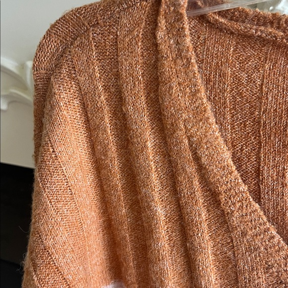 70s Vibe True Craft V-Neck Sweater - Brown and Cream Stripes Cropped New - Picture 9 of 16